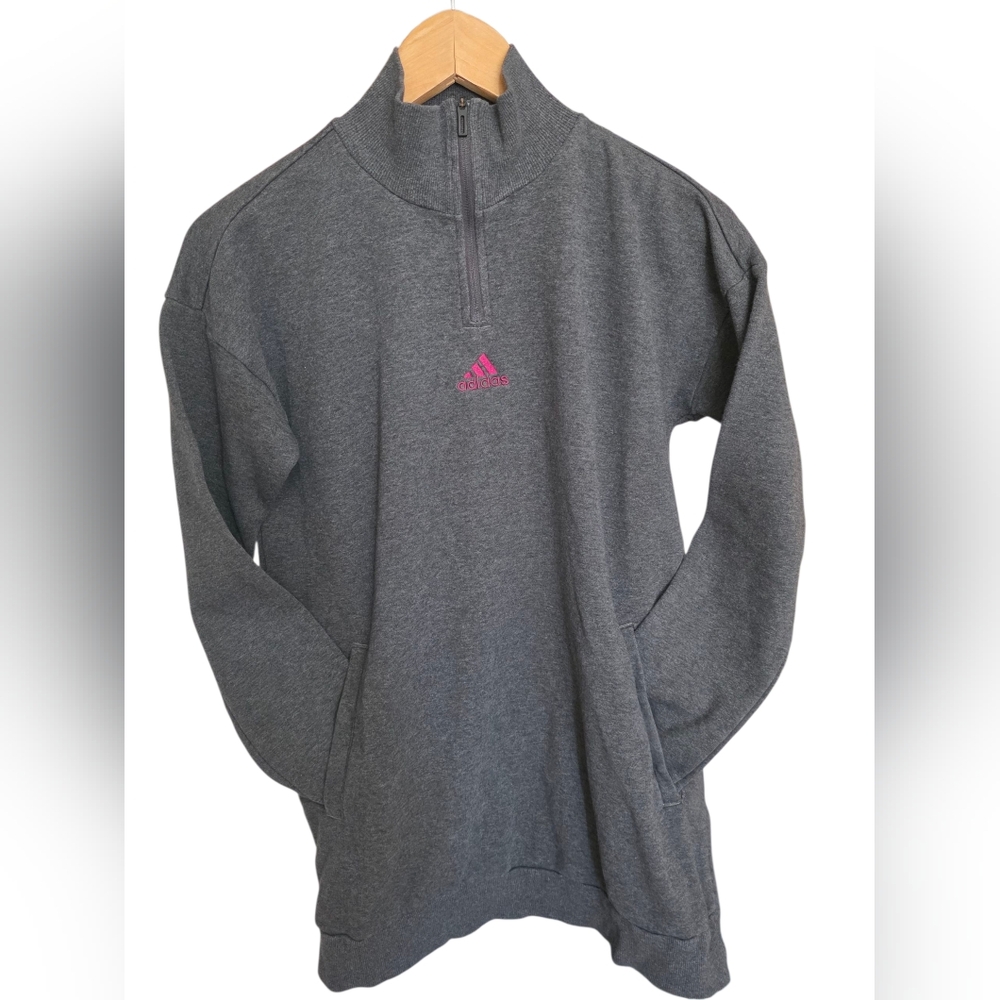 Adidas Heather Gray Pullover with Pink Logo